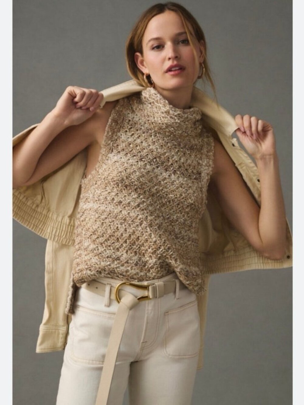 Anthropologie Pilcro Chunky Knit Sleeveless Turtleneck Sweater Women’s Size XS